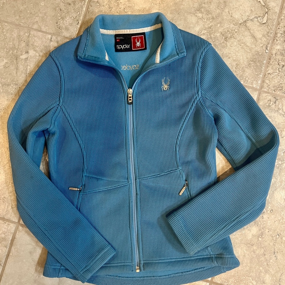 Spyder Women’s Full Zip Knit Jacket Blue Size Small
